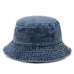 Szín: Sötétkék - 1 db Unisex farmer mosott retro vödörsapka összecsukható pamut halászsapka alkalmi nyári szabadtéri