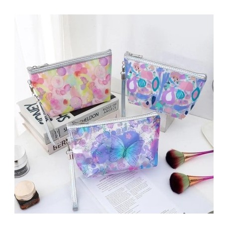 Szín: Kerek görögdinnye - Átlátszó PVC kozmetikai táska női nyomtatott sminktasak cipzáras utazási mosó piperecikkek