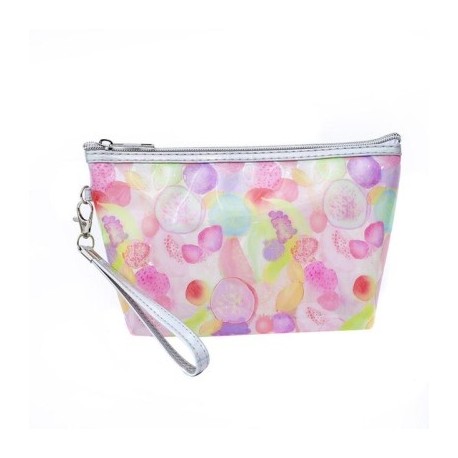 Szín: lágy gyümölcs - Átlátszó PVC kozmetikai táska női nyomtatott sminktasak cipzáras utazási mosó piperecikkek