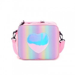 Szín: rózsaszín 25x9x22cm - Ebédtáska Rainbow Loving Heart Laser Bento Pouch Gyerek Lány Hőszigetelt Hűtő