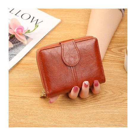 Szín: Barna - 2023-as új női rövid pénztárcák, puha PU bőr kis női érme pénztárcák női összecsukható mini