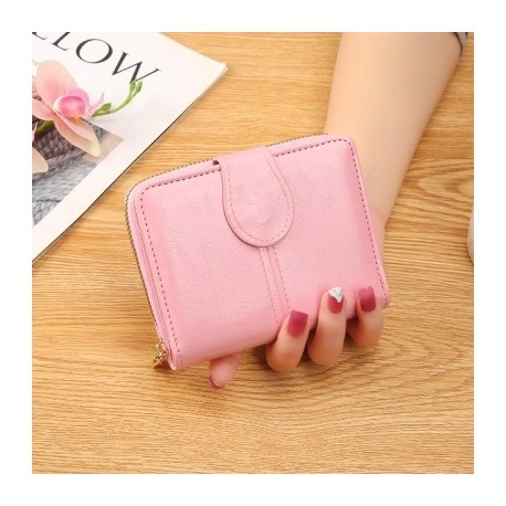 Szín: rózsaszín - 2023-as új női rövid pénztárcák, puha PU bőr kis női érme pénztárcák női összecsukható mini