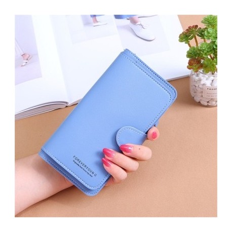 Szín: kék - Luxus dizájner női pénztárca, hosszú, háromszoros, többkártyás tengelykapcsolós női többfunkciós