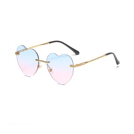 A lencsék színe: kék rózsaszín - Szív alakú divatos női napszemüvegek márka tervező keret nélküli napszemüvegek