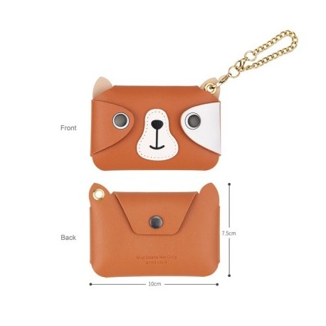 Szín: Barna - Aranyos macska kutya varrás pénztárca kártyatartó bőr női érme pénztárca kulcstartó fejhallgató