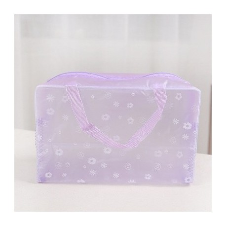 Szín: lila - Átlátszó PVC kozmetikai táska Vízálló fürdőtasak Mosótáska Utazási piperecikkek Szervező