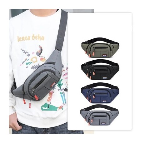 Szín: olíva zöld - Férfi deréktáska, alkalmi kültéri sport, futó táska nagy kapacitású kereszttartó táska divatos