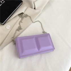 Szín: lila-L - Mini Kockás Designer Kézitáska Női Crossbody válltáska Divatlánc Mobiltelefon Rúzs Small Square