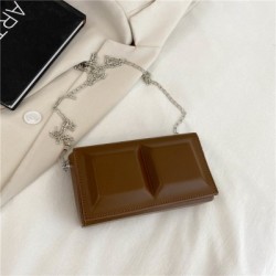Szín: barna-L - Mini Kockás Designer Kézitáska Női Crossbody válltáska Divatlánc Mobiltelefon Rúzs Small Square