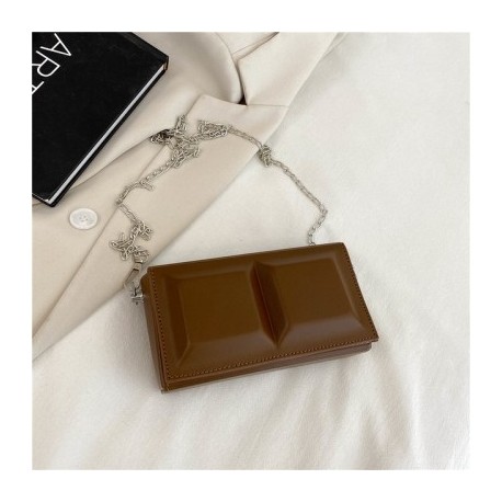 Szín: barna-L - Mini Kockás Designer Kézitáska Női Crossbody válltáska Divatlánc Mobiltelefon Rúzs Small Square