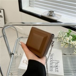 Szín: Tan-S - Mini Kockás Designer Kézitáska Női Crossbody válltáska Divatlánc Mobiltelefon Rúzs Small Square Messenger
