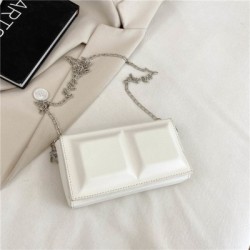 Szín: fehér-L - Mini Kockás Designer Kézitáska Női Crossbody válltáska Divatlánc Mobiltelefon Rúzs Small Square
