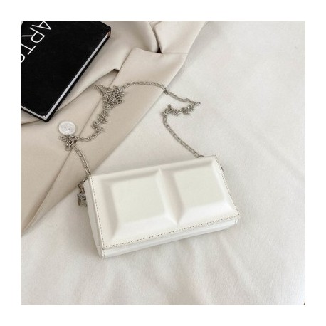 Szín: fehér-L - Mini Kockás Designer Kézitáska Női Crossbody válltáska Divatlánc Mobiltelefon Rúzs Small Square