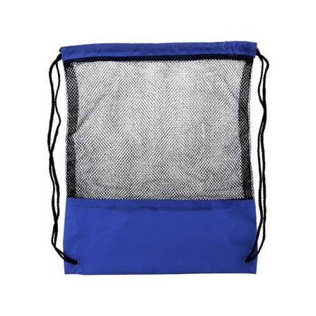 Szín: kék - Új hálós húzózsinór hátizsák tote Sport csomag ruhák cipő utazó táska strand hátizsák táska