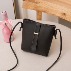 Fekete szín - Mini Messenger táskák nőknek Luxus, kiváló minőségű női vödörtáska PU bőr kereszttestű válltáska