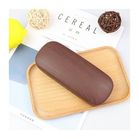 Szín: kávé - Faszemcsés flip szemüvegtok kemény héjvédő olvasó szemüveg napszemüvegdoboz bársony béléssel Unisex