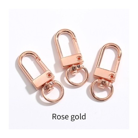 Szín: Rose gold - 10 db fém forgatható rugós csatok kutya nyakörv lánc pattintható kampó karabiner kulcstartó
