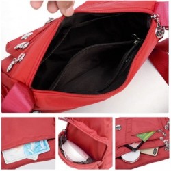 Piros szín - Női Multi Pocket Messenger kézitáska Oxford vízálló cipzáras Cross Body Bags Állítható vállpántos