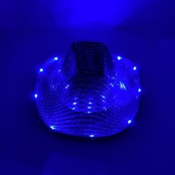 Szín: B - Színes villogó LED-es világító koncert Cowboy Hat táncparti Díszíts CowGirl sapkát ragyogó neon éjszakai