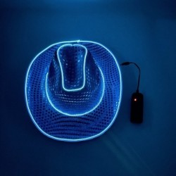 Szín: J - Színes villogó LED-es világító koncert Cowboy Hat táncparti Díszíts CowGirl sapkát ragyogó neon éjszakai