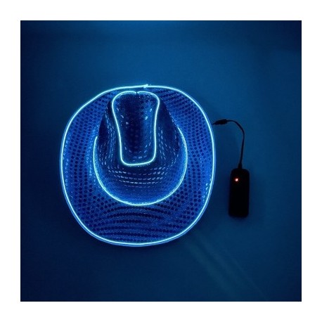 Szín: J - Színes villogó LED-es világító koncert Cowboy Hat táncparti Díszíts CowGirl sapkát ragyogó neon éjszakai