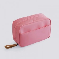 Szín: Rózsa piros-B - Mini kozmetikai táska Flamingo egyszínű utazási piperecikk tároló tok Cactus Beauty sminktáska