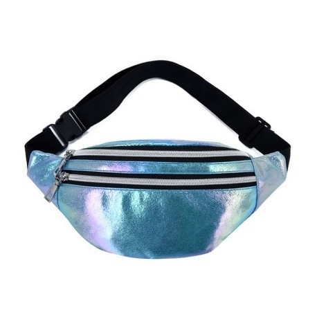 Szín: kék-22x7x12cm - Új Holografikus Fanny Pack Hologram Deréktáska Lézeres PU Beach Travel Banán Cipzáras