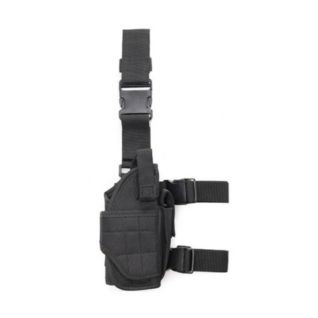 Fekete szín - Katonai taktikai lábvédő harci leggings Camo Drop fegyvertáska pisztolytáska állítható edző combvédő