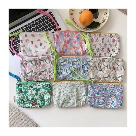 Szín: 2 - Kawaii virágos utazási hordozható kozmetikai ajakrúzs tárolótáska női smink kézitáskák pénztárca