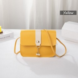 Szín: sárga - Kontrasztos női válltáska Simple Pearl Pendant Luxus Designer kézitáska Messenger Bag Kis négyzet alakú,
