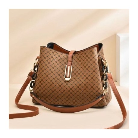 Szín: Barna - PU bőr vödörtáska Női Luxus Designer Vállal Keresztezett Táska Nagy kapacitású Messenger kézitáska