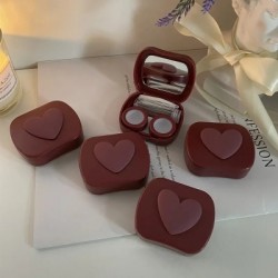 Szín: khaki - 3D Love kontaktlencse tokok Lovely Travel Kit Pocket Mini kontaktlencse tok Travel Eyes tartóhoz Szemápoló