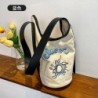 Szín: kék - Aranyos fánknyomat női vászon hordtáska édes betűkkel hímzett válltáska Koreai Ins vödörtáska