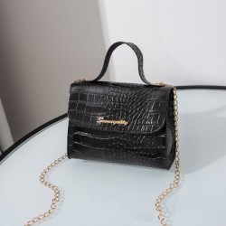 Fekete szín - Női egyszemélyes válltáskaTote krokodilmintás mobiltelefon pénztárca Luxus Designer Messenger Crossbody