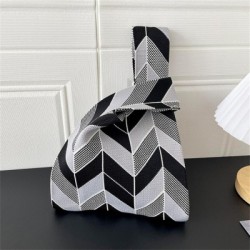 Szín: Fekete Szürke - Niche Design szín kontraszt gyémánt kötött kézitáska egy váll koreai stílus Divatos sokoldalú