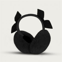 Szín: Fekete-Kis masni - Lovely Bowknot Puha Plüss Fülmelegítő Téli Meleg Fülvédők Női Egyszínű Fülvédő Kültéri