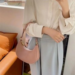 Fehér szín - Női divatos Clutch kézitáskák Retro Half Moon Luxus Designer Bőr Hónalj Válltáska Kis Subaxilláris