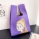 Szín: lila-35x20cm - Lány figura mintás kötött kézitáska Divatos kézzel készített női válltáska