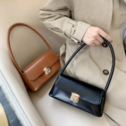 Szín: Khaki - Női hónaljból készült válltáska 2023 márka luxus tervezői zár kézitáska Clutch Trend PU