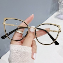 Keret színe: fekete arany - Retro Cat Eye Anti-kék Világos Szemüvegek Női Férfi Számítógépes Optikai Szemüvegek