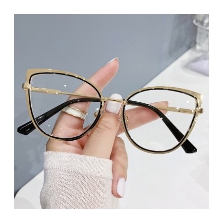 Keret színe: fekete arany - Retro Cat Eye Anti-kék Világos Szemüvegek Női Férfi Számítógépes Optikai Szemüvegek