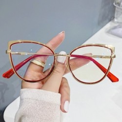 Keret színe: vörös arany - Retro Cat Eye Anti-kék Világos Szemüvegek Női Férfi Számítógépes Optikai Szemüvegek