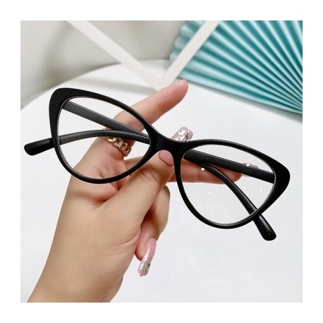 Keret színe: Fényes fekete - Retro Cat Eye Anti-kék Világos Szemüvegek Női Férfi Számítógépes Optikai Szemüvegek