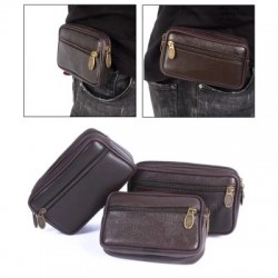 Fekete szín - Férfi Vintage marhabőr Fanny Pack deréktáska Klasszikus pénztárca kártyatartó Üzleti mobiltelefon