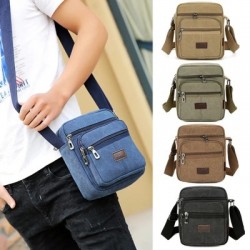 Szín: Fekete Szürke - Retro férfi táska vászon válltáska állítható pánttal, több zsebbel Messenger Crossbody táska