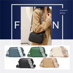Fekete szín - Luxus Designer Kézitáskák Márka Női Crossbody válltáska Bőr Vintage széles pántos napi kamera Messenger