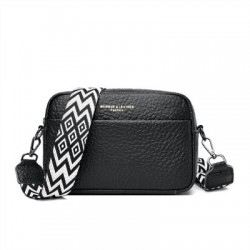 Szín: buborékbőr fekete - Luxus Designer Kézitáskák Márka Női Crossbody válltáska Bőr Vintage széles pántos napi