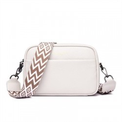 Fehér szín - Luxus Designer Kézitáskák Márka Női Crossbody válltáska Bőr Vintage széles pántos napi kamera Messenger