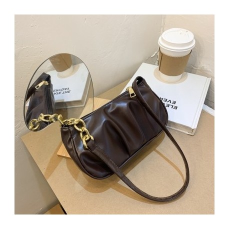 Szín: Barna - Női redőzött fogantyús táskák Designer kézitáska Hónaljtáska Egy vállon keresztezett táskák Simple