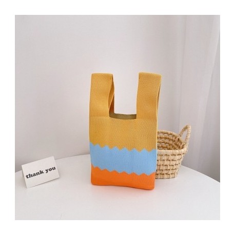 Szín: narancs - Kötött csuklótáska Női Boho táska Alkalmi válltáska Mini kockás csomós csuklótáska női